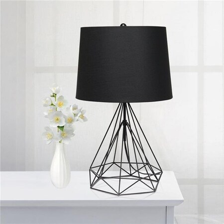 All The Rages All the Rages LHT-5024-BK Lalia Home Geometric Matte Wired Table Lamp with Fabric Shade; Black LHT-5024-BK